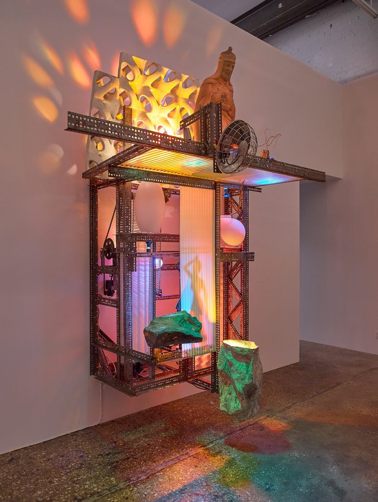 Large mechanical sculptures and video in gallery
