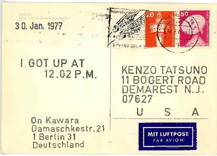 Back of postcard with stamps
