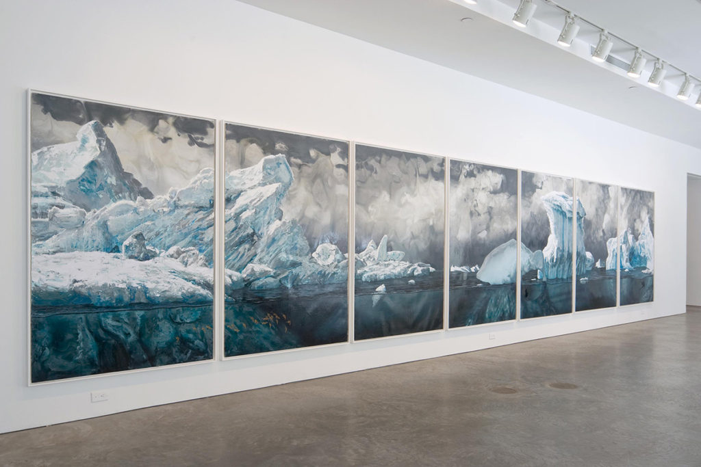 seven panel paintings of the ocean