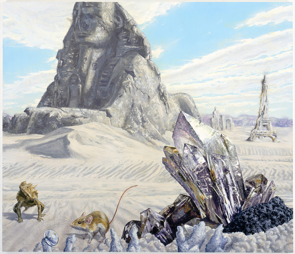 Painting of snowscape and crystals