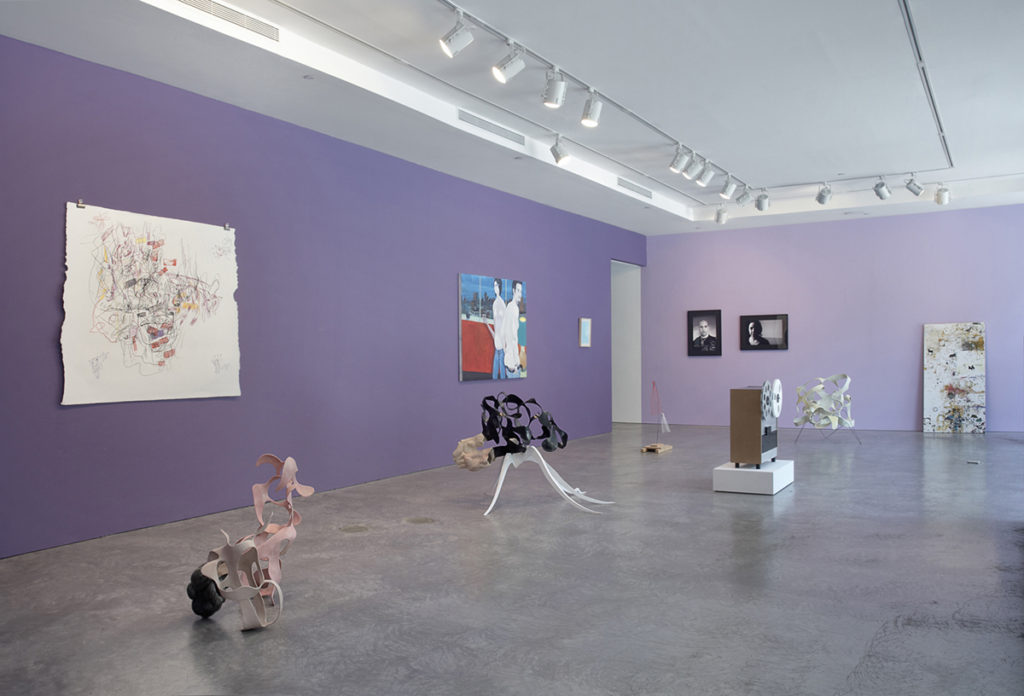 Small abstract sculptures in purple gallery