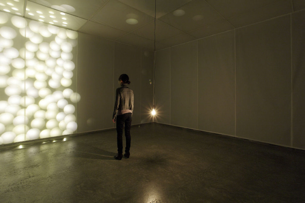 light installation in gallery