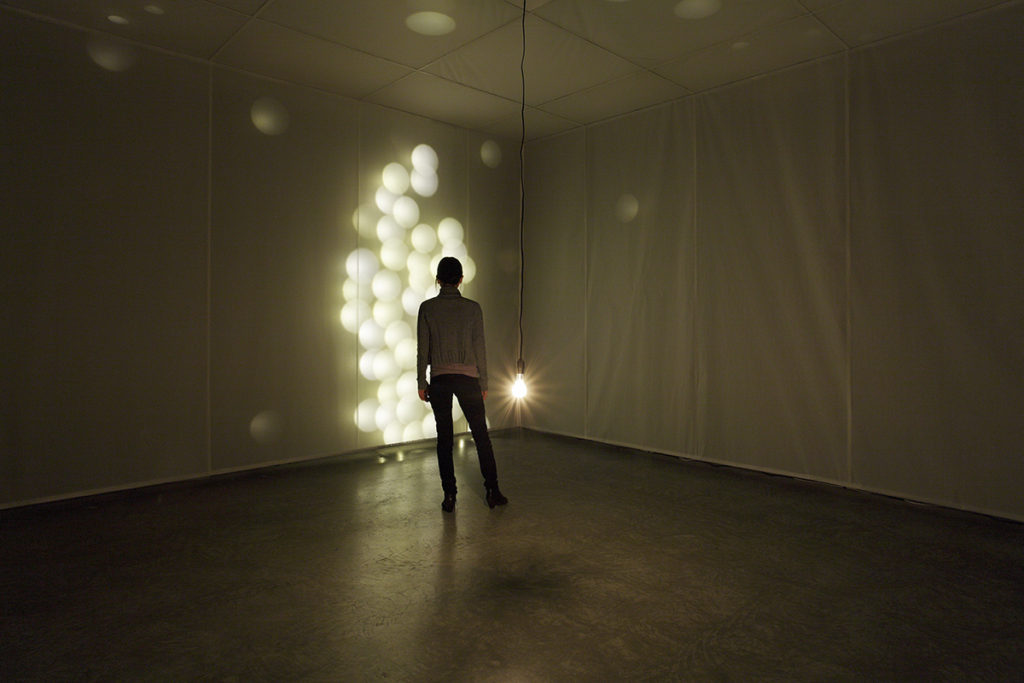 light installation in gallery